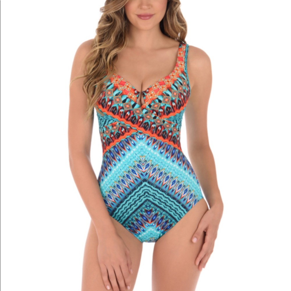 NWT Miraclesuit Escape Casbah (Criss-Cross underwire) one-piece, size 12